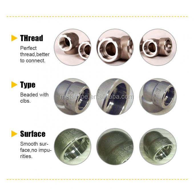 파이프 부착 45도 SW/TH 3000LB ASTM A182 F316L ASME B16.11 스테인리스 스틸 3/4 실 1