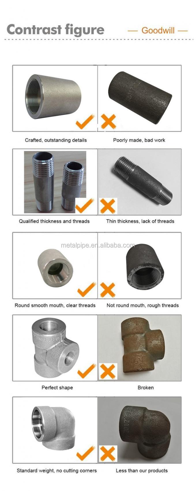 파이프 부착 45도 SW/TH 3000LB ASTM A182 F316L ASME B16.11 스테인리스 스틸 3/4 실 2